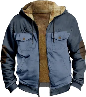 Sherpa Lined Hoodie for Men Fleece Winter Warm Jacket Zip Up Big and Tall Hoodies Fuzzy Light Jackets with Pockets