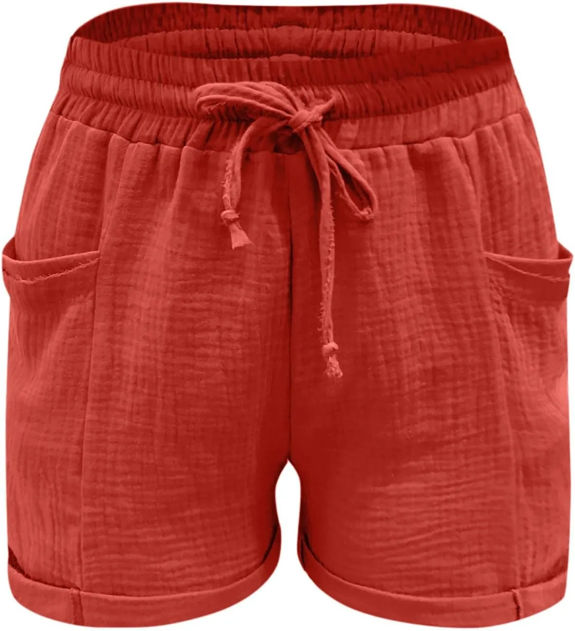 Shorts for Women Trendy Casual High Waist Drawstring Short Pants Summer Loose Comfy Cotton Linen Lightweight Shorts