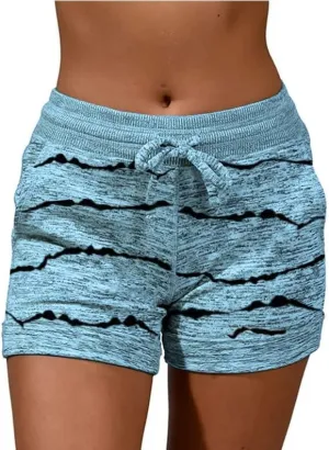Shorts for Women Trendy Drawstring Elastic High Waist Sport Printed Butt Lifting Up Casual Loose Fit Sweatpant