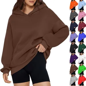 slqdgmryz Oversized Hoodies for Women Hooded Long Sleeve Fleece Pullover Plain Y2k Hoodie Cute Sweatshirts with Pockets