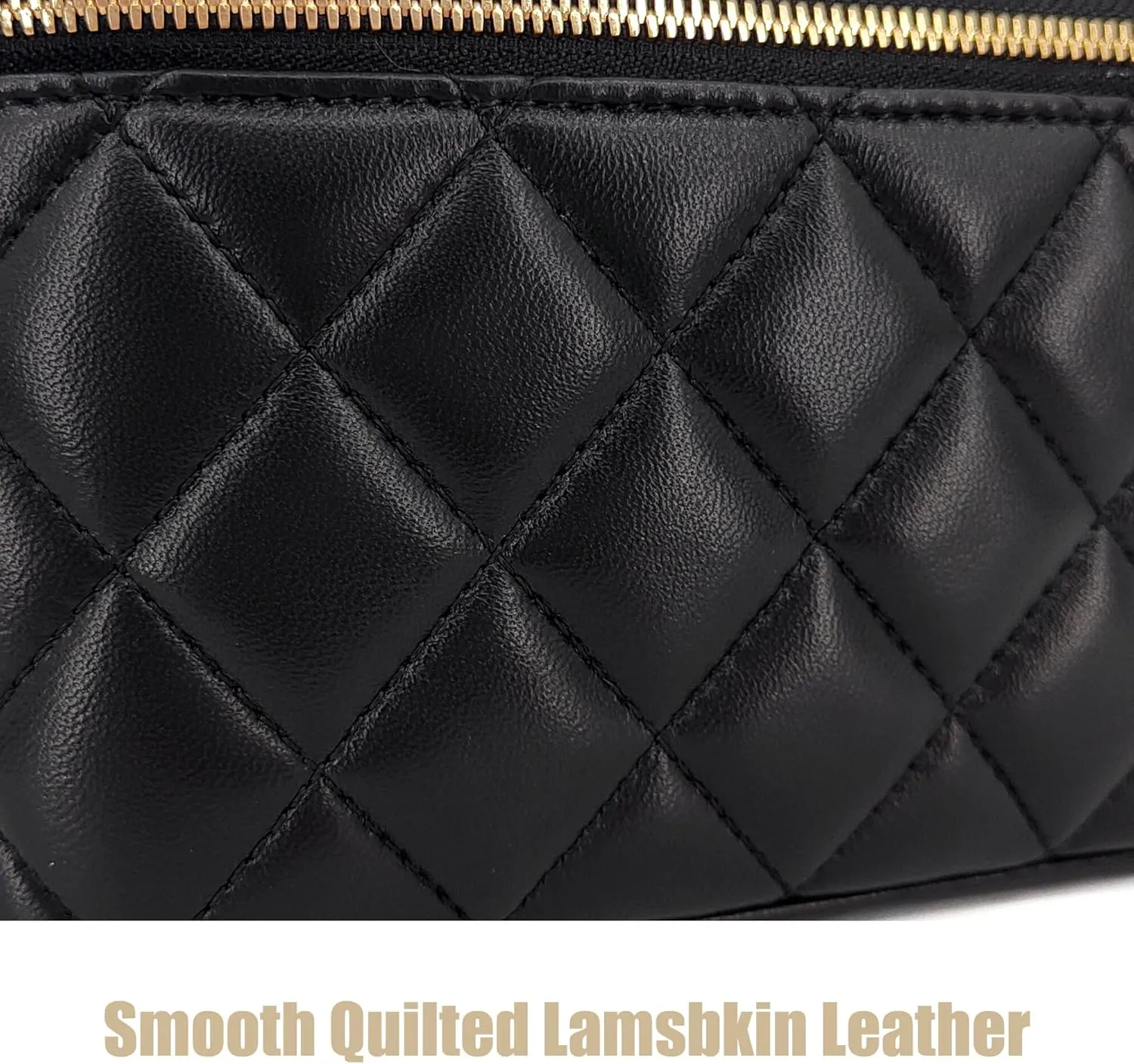 Small Genuine Leather Purse Quilted Crossbody Bag for Women, Mini Top-Handle Shoulder Handbag w/Gold Chain Strap