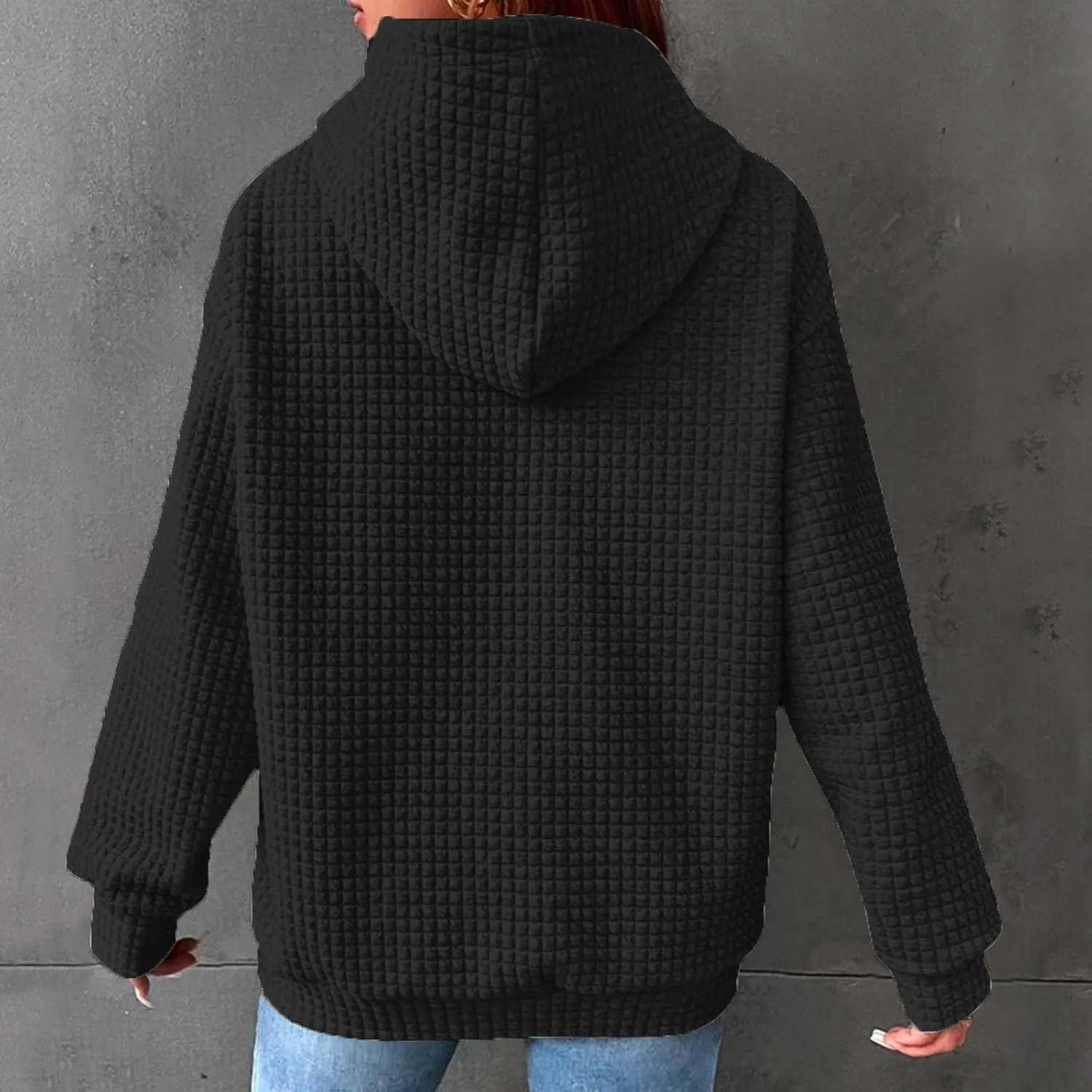 SMIDOW Cute Graphic Hoodies For Women Fall Fashion Waffle Knit Pullover Tops Oversized Love Heart Print Hooded Sweatshirts