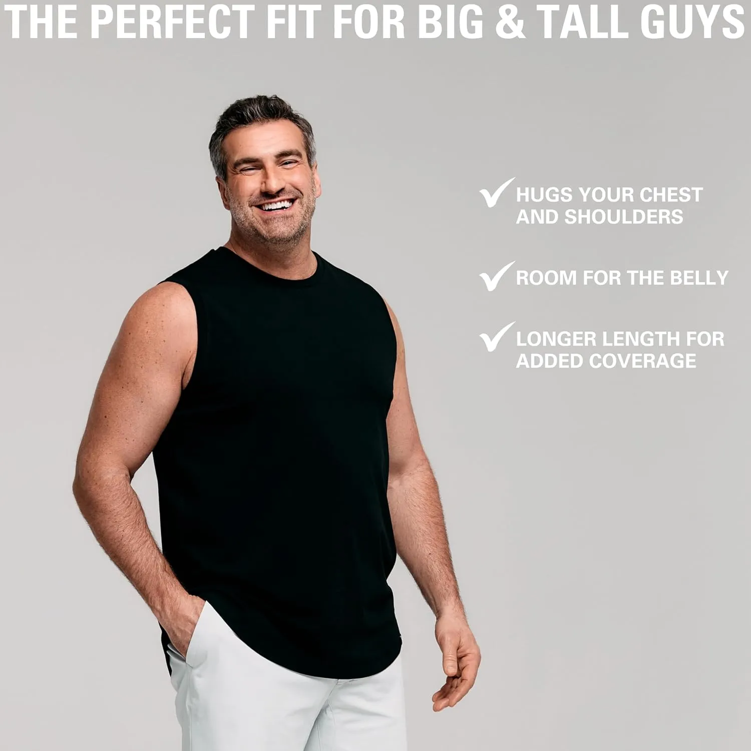 STRONGSIZE Big and Tall Men’s Muscle Tank Tops – Sleeveless Muscle Shirts for Men – Longer Length, Premium Stretch Cotton