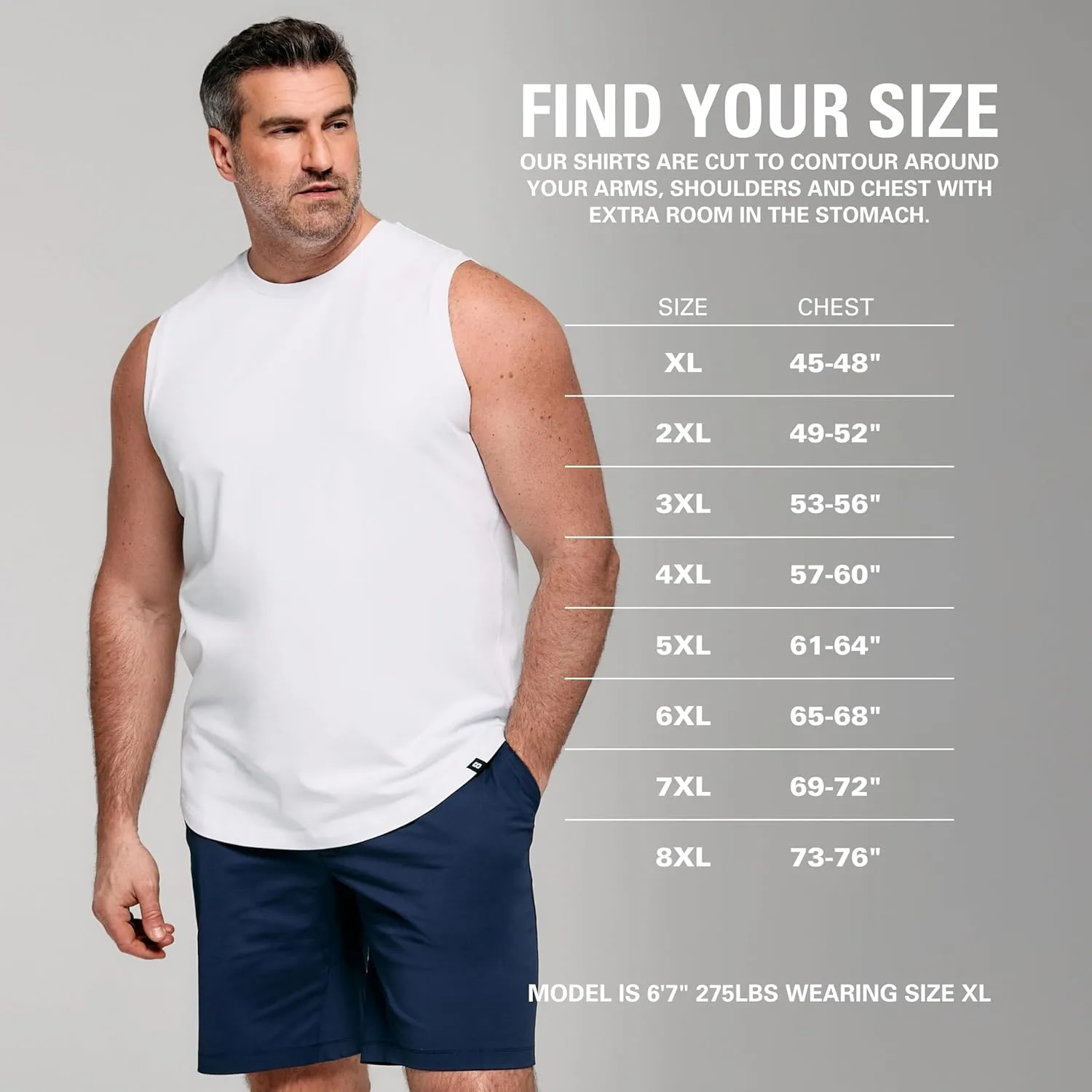 STRONGSIZE Big and Tall Men’s Muscle Tank Tops – Sleeveless Muscle Shirts for Men – Longer Length, Premium Stretch Cotton