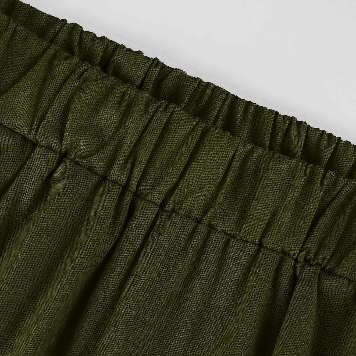 Summer Pants for Women 2024 Women's Fashion Solid Color Loose Elastic Waist Straight Pocket Casual Pants