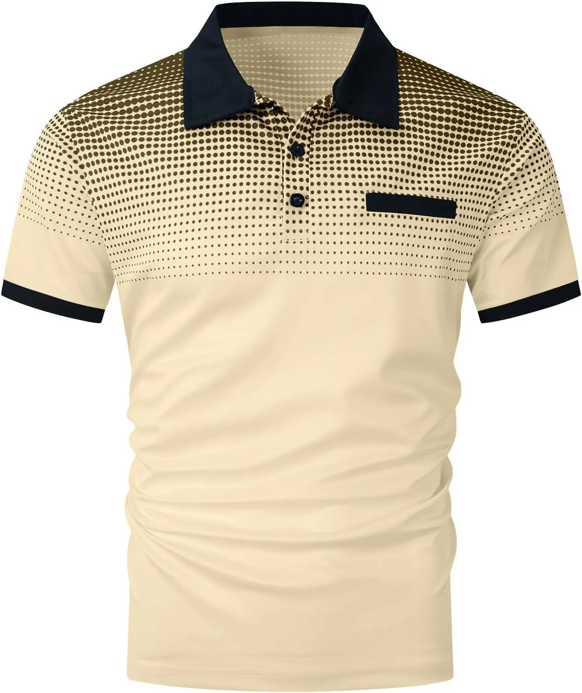 Summer Short Sleeve T Shirts for Men 2025 Business Casual Tops Polka Dot Gradient Lapel Button Sports Tees
