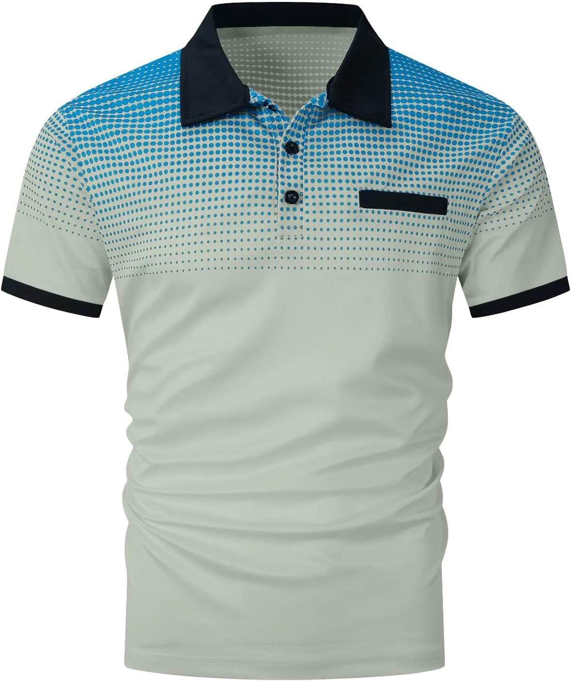Summer Short Sleeve T Shirts for Men 2025 Business Casual Tops Polka Dot Gradient Lapel Button Sports Tees