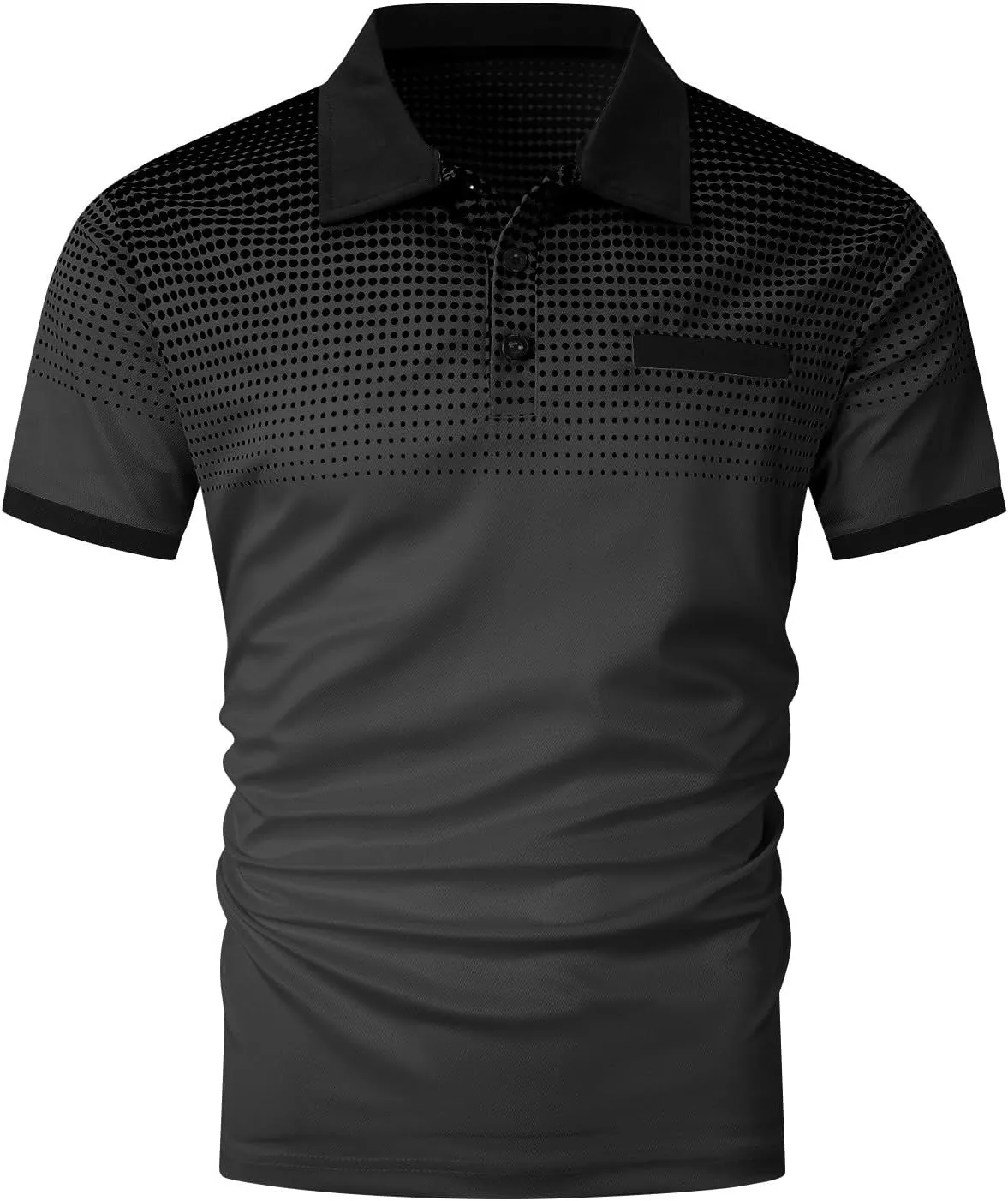 Summer Short Sleeve T Shirts for Men 2025 Business Casual Tops Polka Dot Gradient Lapel Button Sports Tees