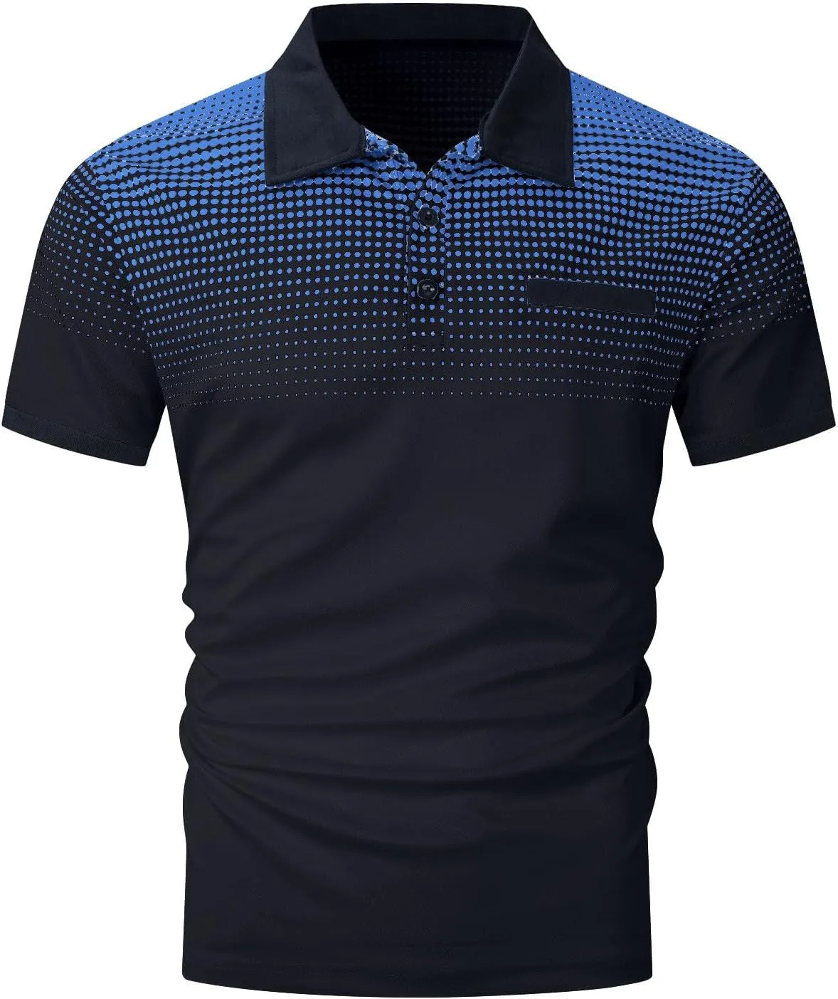 Summer Short Sleeve T Shirts for Men 2025 Business Casual Tops Polka Dot Gradient Lapel Button Sports Tees