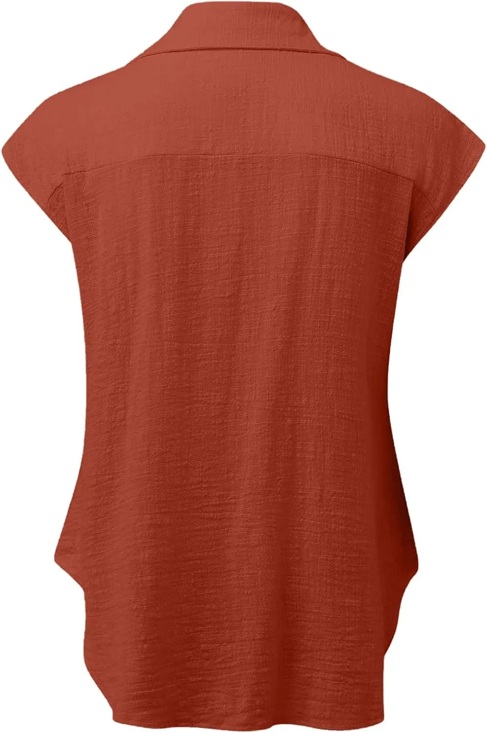 Summer Sleeveless Cotton Linen Shirts for Women V Neck Button Down Blouses Casual Tank Tops Plus Size, Small
