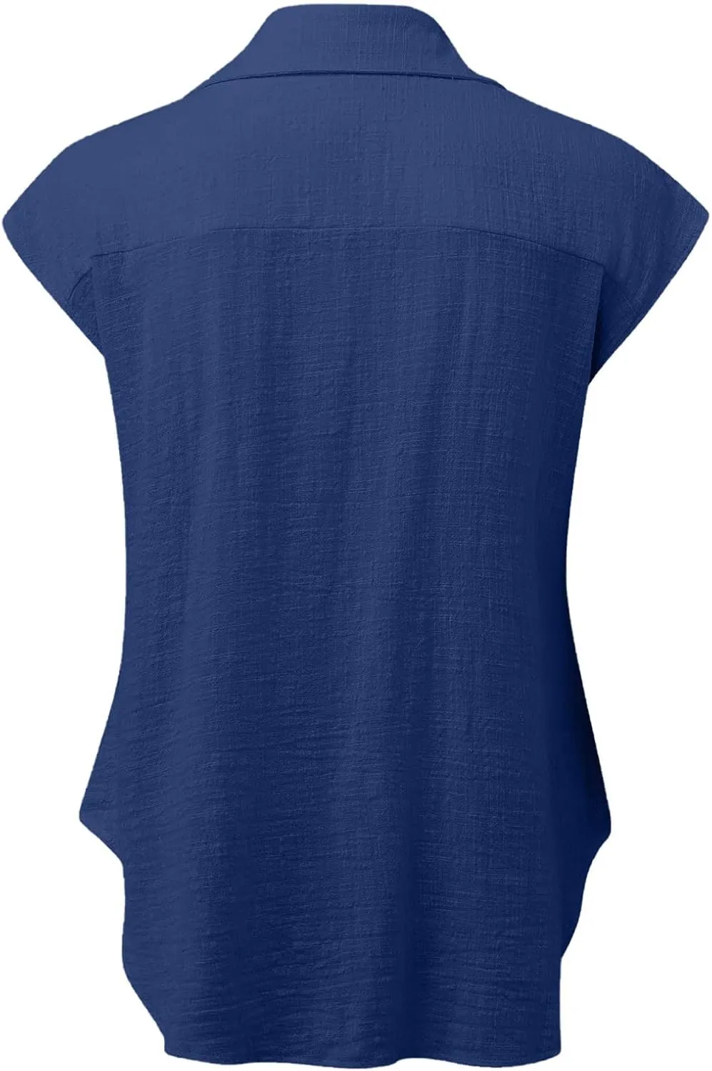 Summer Sleeveless Cotton Linen Shirts for Women V Neck Button Down Blouses Casual Tank Tops Plus Size, Small