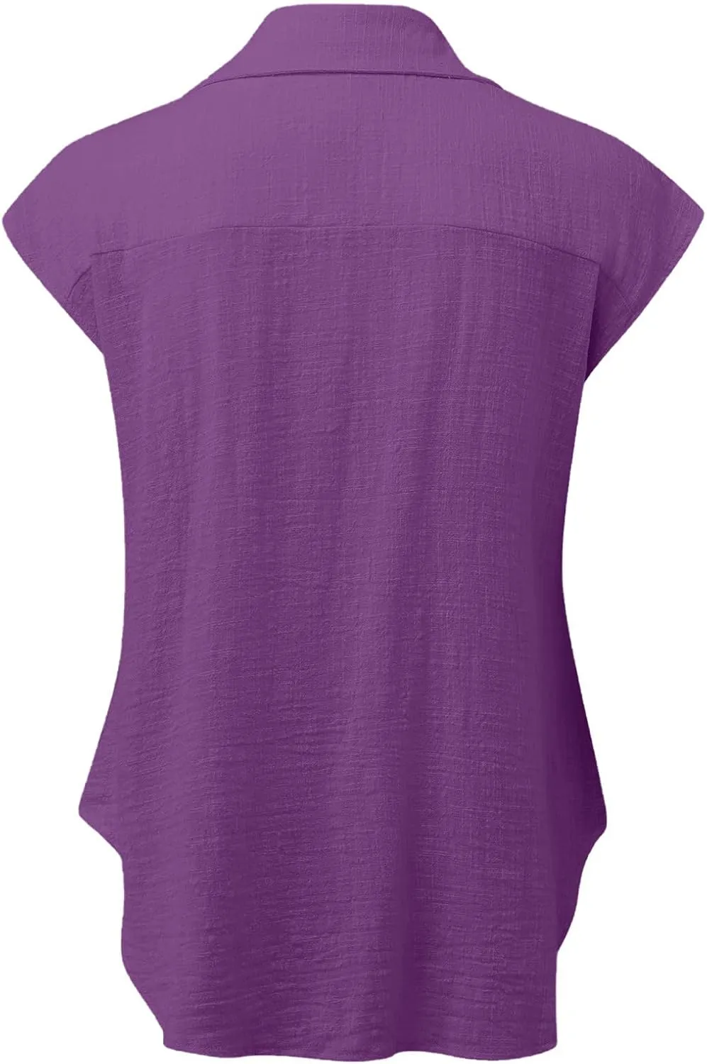 Summer Sleeveless Cotton Linen Shirts for Women V Neck Button Down Blouses Casual Tank Tops Plus Size, Small