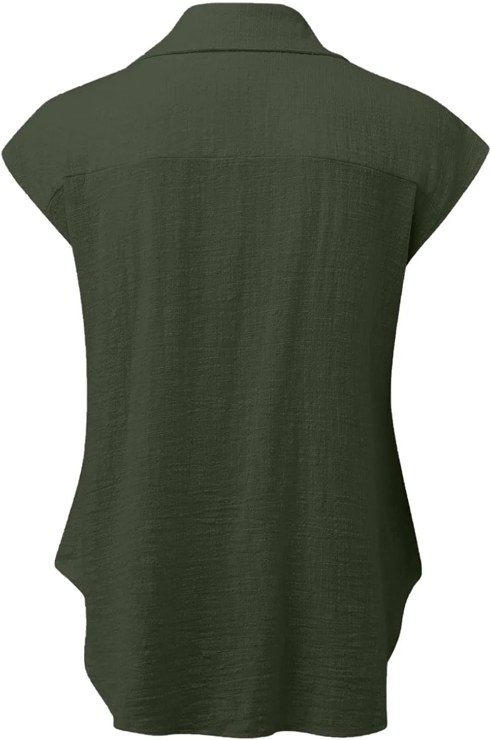 Summer Sleeveless Cotton Linen Shirts for Women V Neck Button Down Blouses Casual Tank Tops Plus Size, Small