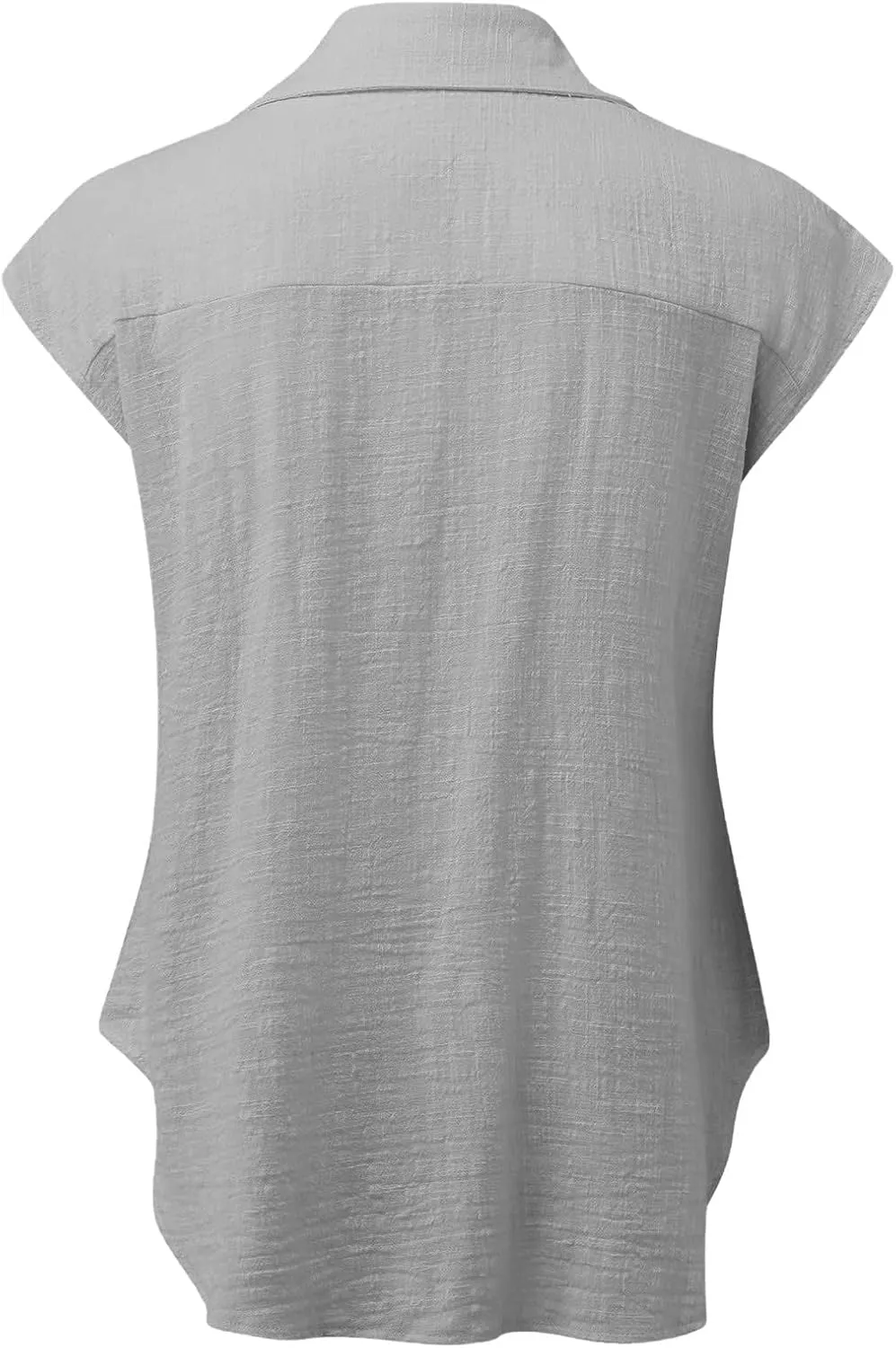Summer Sleeveless Cotton Linen Shirts for Women V Neck Button Down Blouses Casual Tank Tops Plus Size, Small