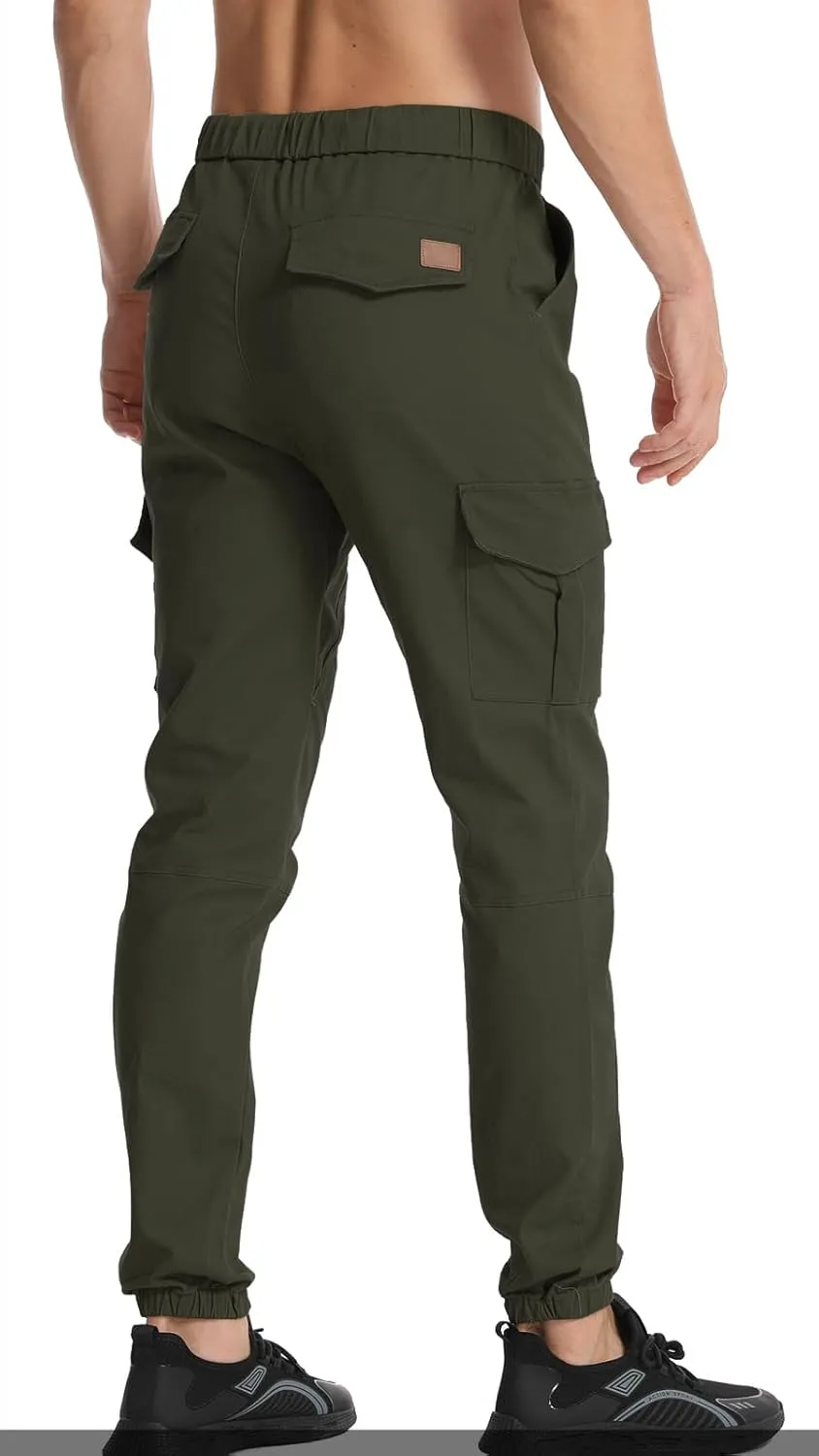 Surenow Mens Casual Cargo Pants Stretch Joggers Sweatpants Elastic Waist Drawstring Pants for Men Tapered Pants with Pockets