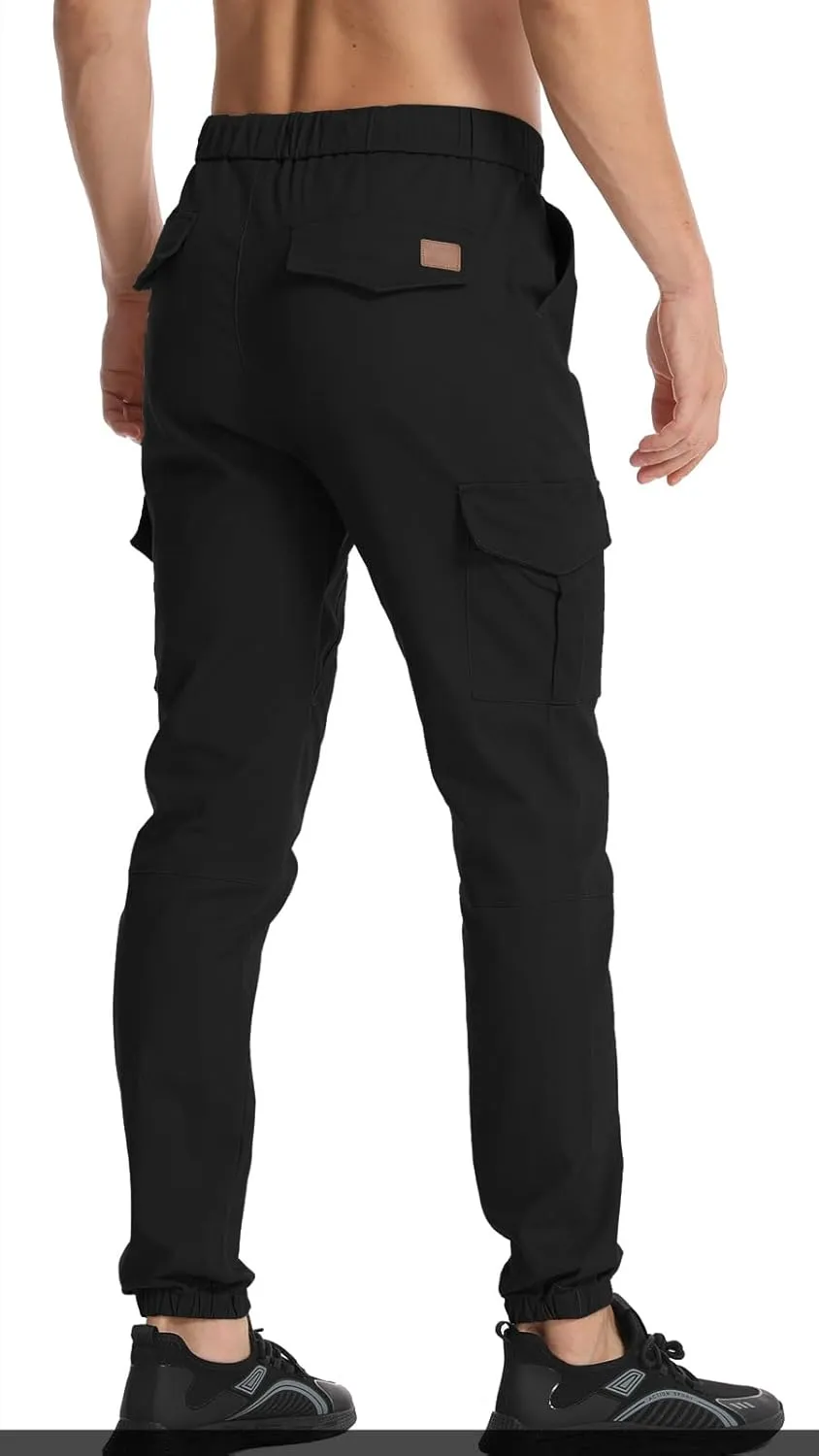 Surenow Mens Casual Cargo Pants Stretch Joggers Sweatpants Elastic Waist Drawstring Pants for Men Tapered Pants with Pockets