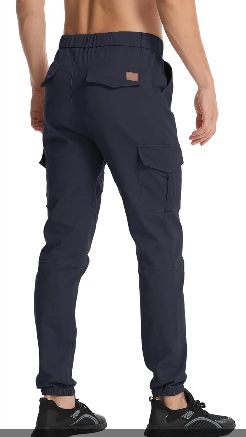 Surenow Mens Casual Cargo Pants Stretch Joggers Sweatpants Elastic Waist Drawstring Pants for Men Tapered Pants with Pockets