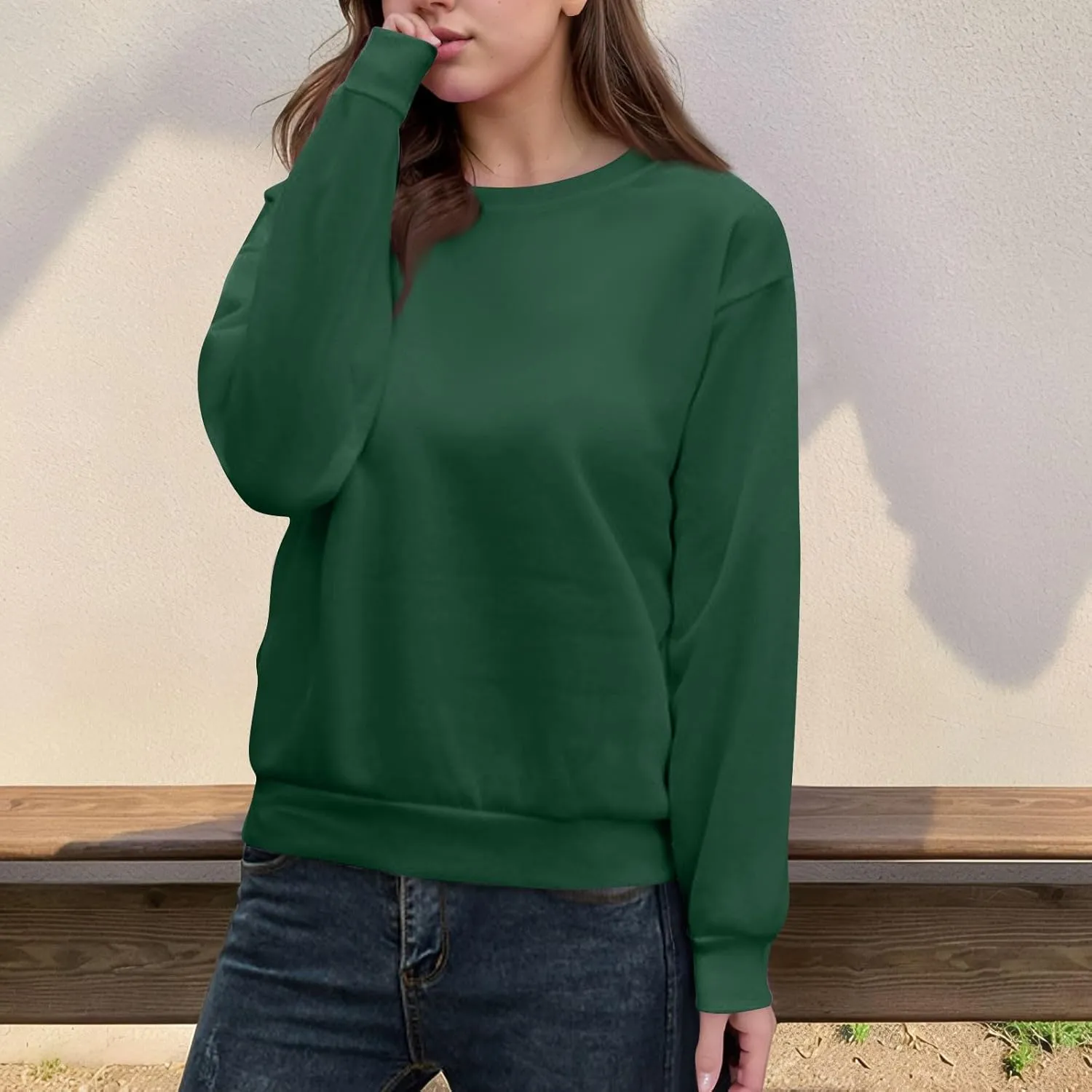 Sweatshirt for Women–Soft Long Sleeve Tops Crewneck Fleece Pullover Trendy Sweatshirt Oversized Spring Outfits