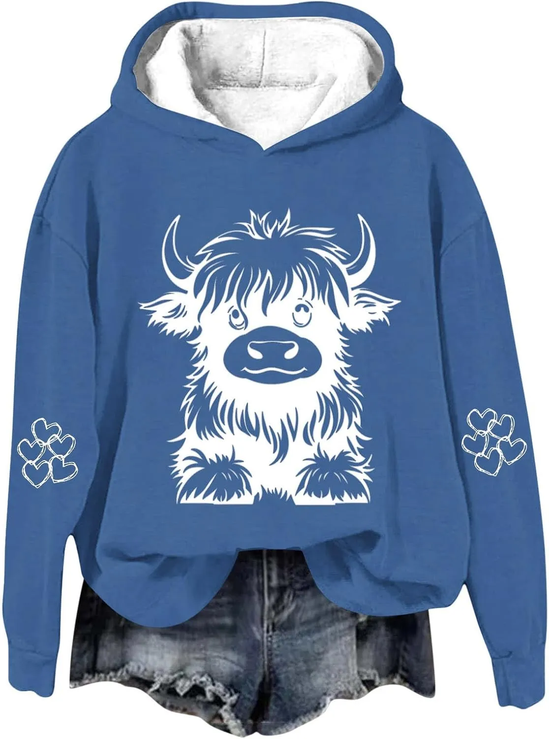 Sweatshirts for Women Cute Cow Print Hoodie Funny Graphic Hoodies Western Sweatshirt Plus Size Oversized Pullover