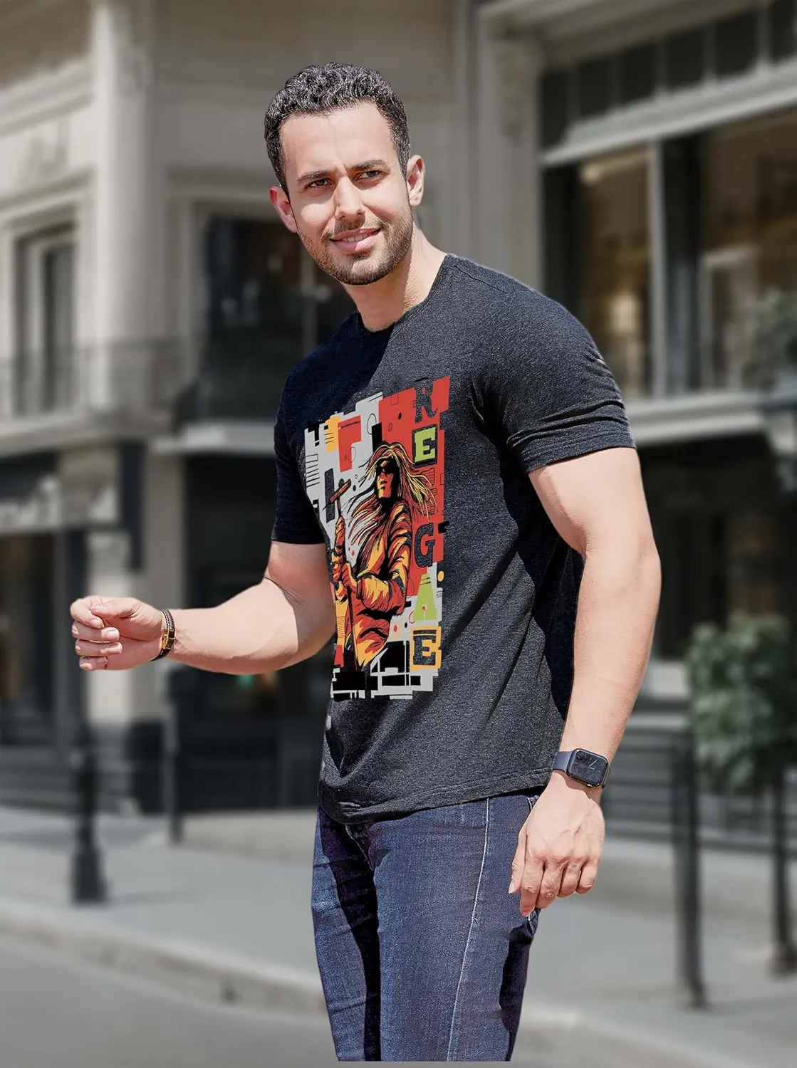 T-Shirt for Men's- Graphic t-Shirts Cotton Blend Basic Tees Vintage Casual Tshirts Fitting