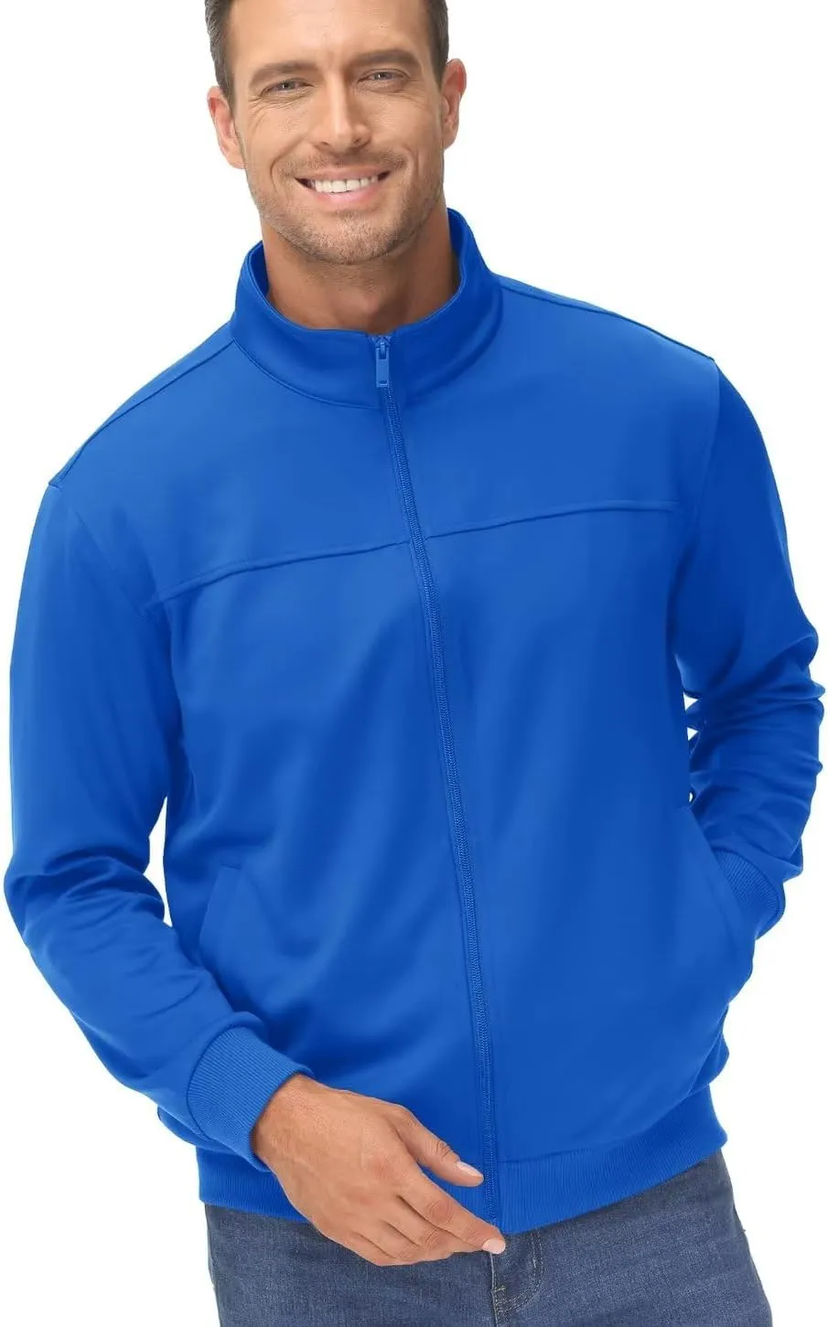 TACVASEN Men's Fleece Lined Track Athletic Jackets Lightweight Full Zip Collar Casual Coats for Running with Pockets