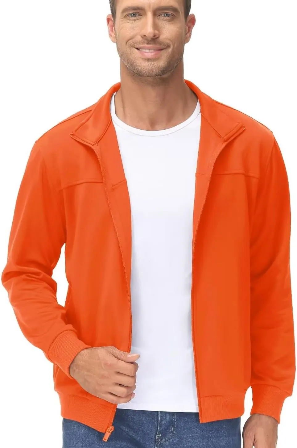 TACVASEN Men's Fleece Lined Track Athletic Jackets Lightweight Full Zip Collar Casual Coats for Running with Pockets