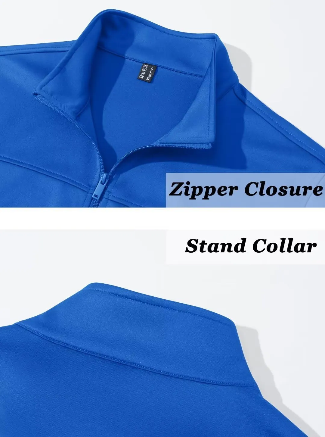 TACVASEN Men's Fleece Lined Track Athletic Jackets Lightweight Full Zip Collar Casual Coats for Running with Pockets