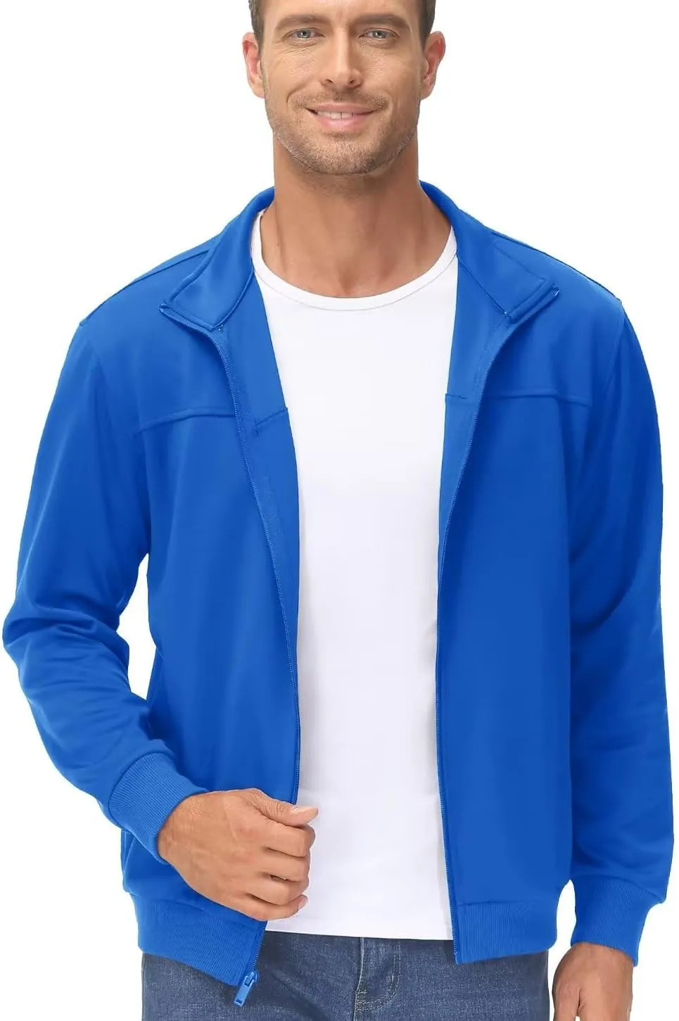 TACVASEN Men's Fleece Lined Track Athletic Jackets Lightweight Full Zip Collar Casual Coats for Running with Pockets
