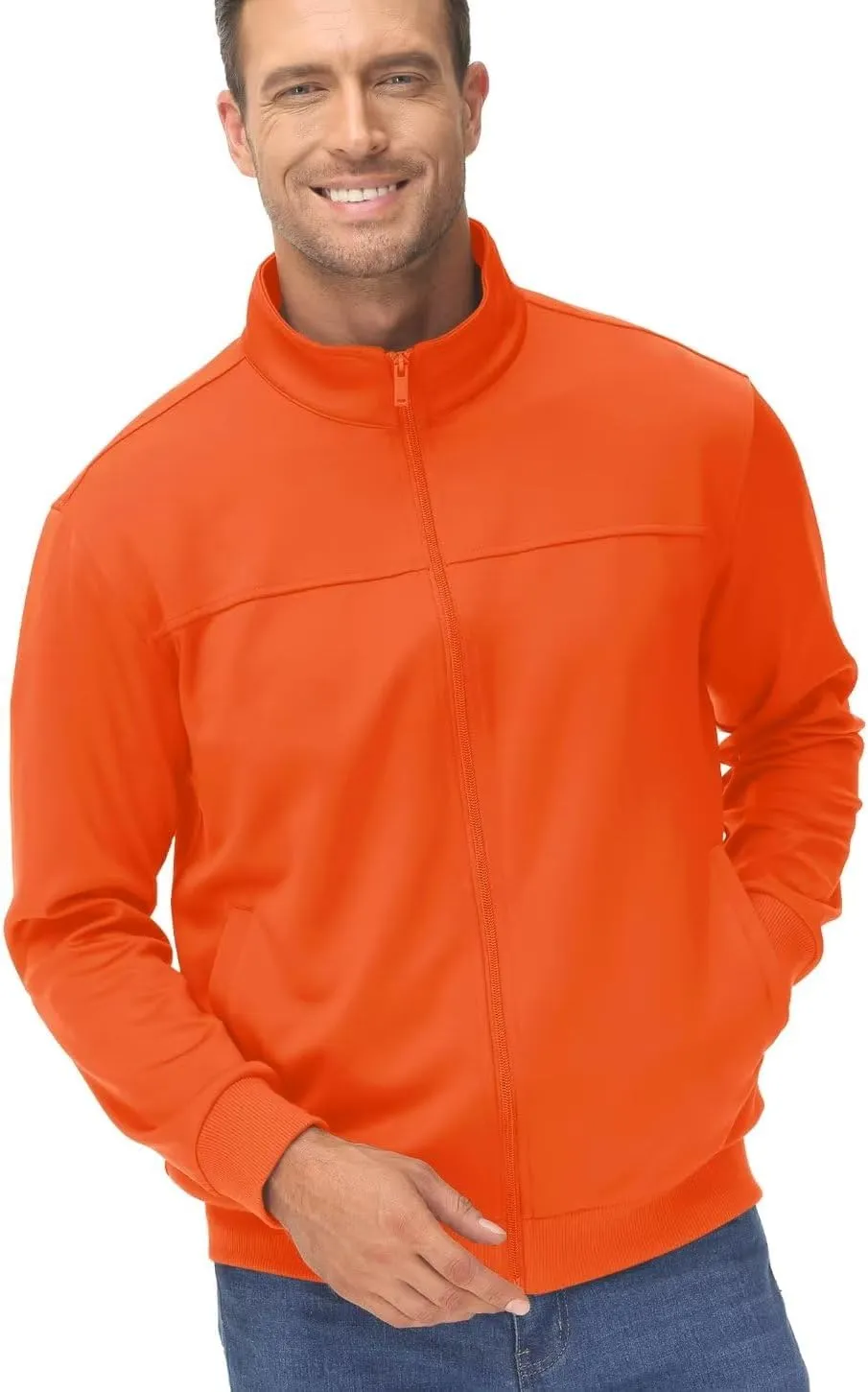 TACVASEN Men's Fleece Lined Track Athletic Jackets Lightweight Full Zip Collar Casual Coats for Running with Pockets