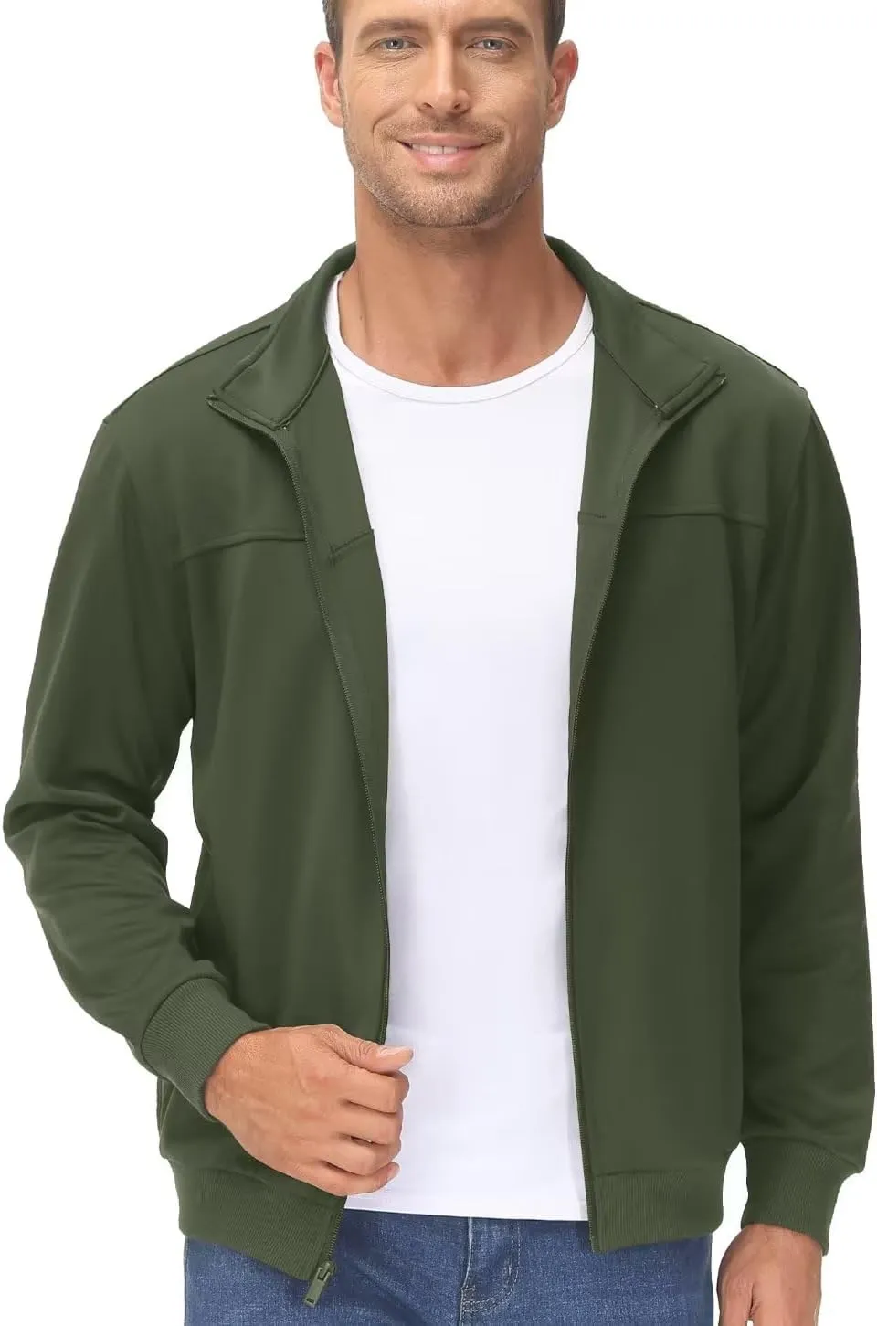 TACVASEN Men's Fleece Lined Track Athletic Jackets Lightweight Full Zip Collar Casual Coats for Running with Pockets