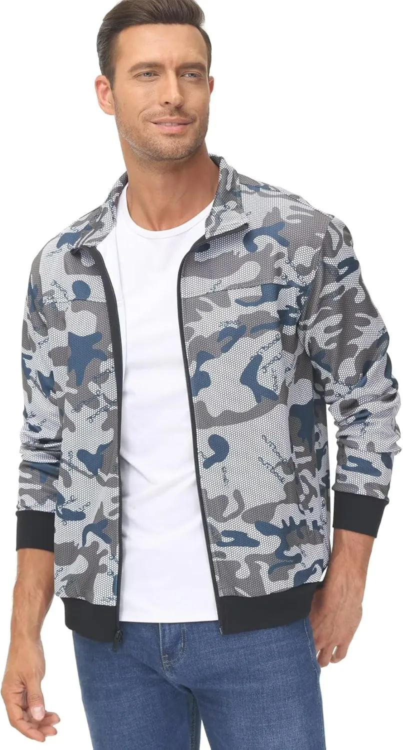 TACVASEN Men's Fleece Lined Track Athletic Jackets Lightweight Full Zip Collar Casual Coats for Running with Pockets