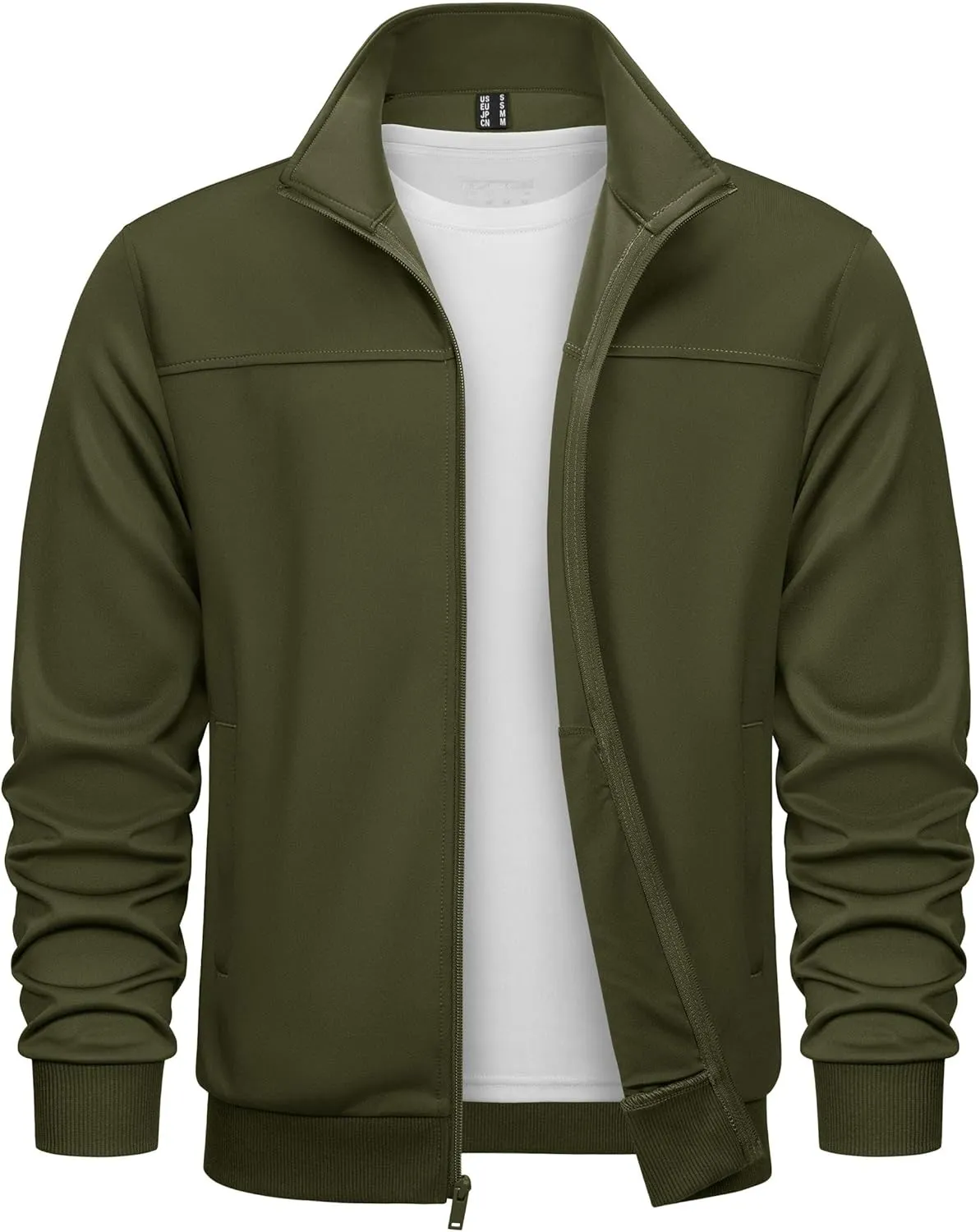TACVASEN Men's Fleece Lined Track Athletic Jackets Lightweight Full Zip Collar Casual Coats for Running with Pockets