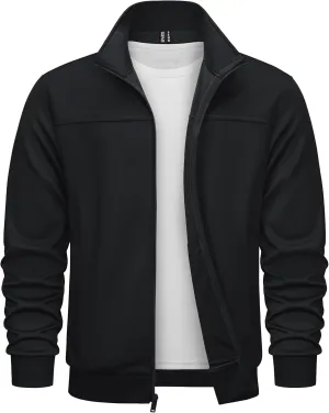 TACVASEN Men's Fleece Lined Track Athletic Jackets Lightweight Full Zip Collar Casual Coats for Running with Pockets