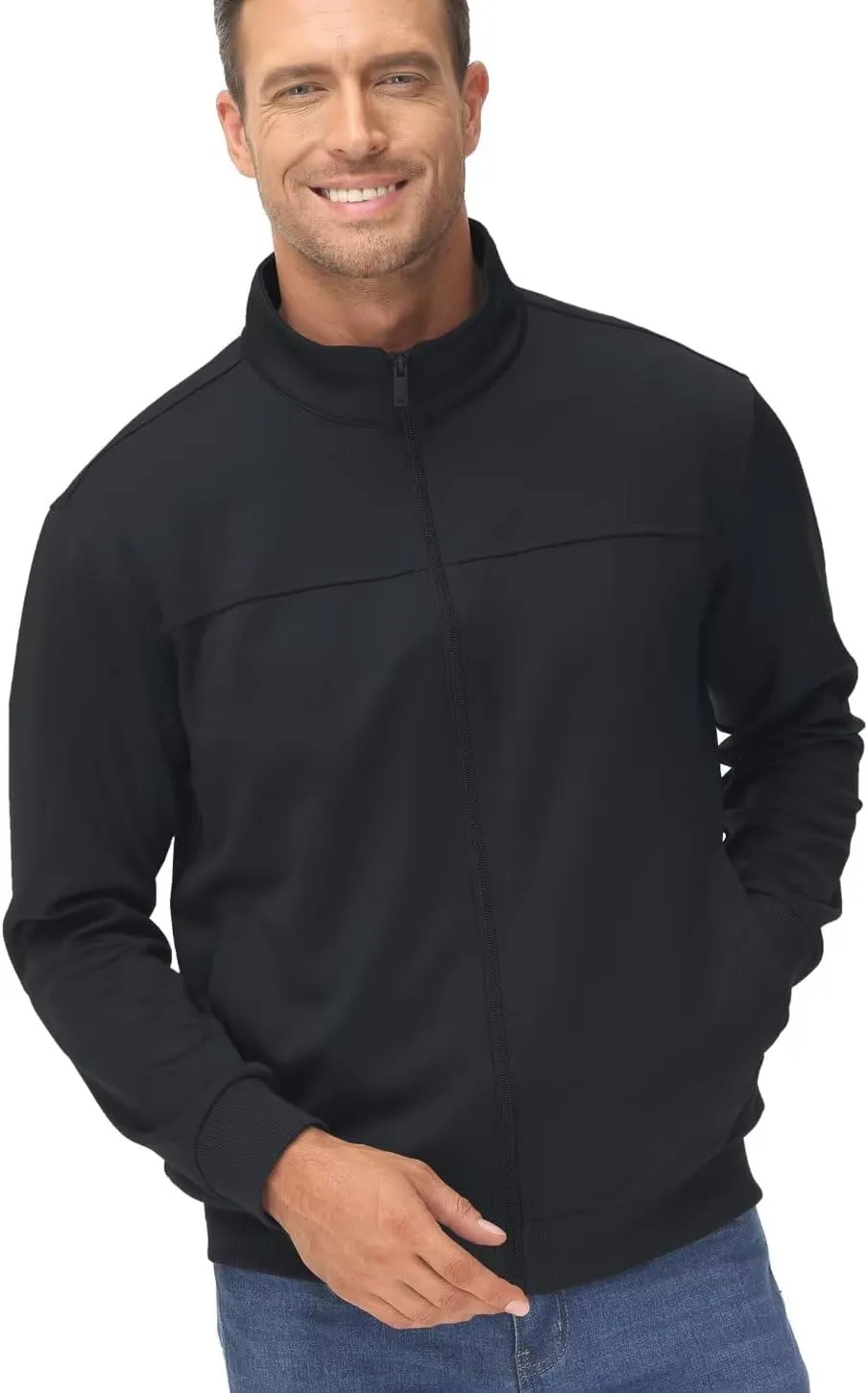 TACVASEN Men's Fleece Lined Track Athletic Jackets Lightweight Full Zip Collar Casual Coats for Running with Pockets