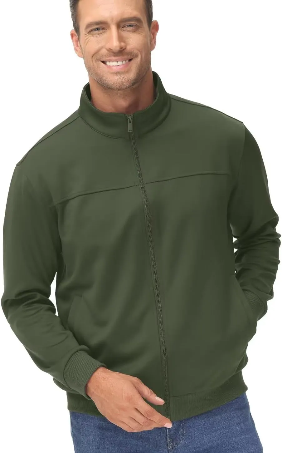 TACVASEN Men's Fleece Lined Track Athletic Jackets Lightweight Full Zip Collar Casual Coats for Running with Pockets