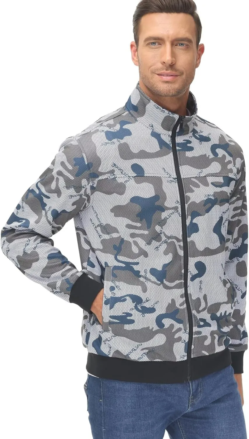TACVASEN Men's Fleece Lined Track Athletic Jackets Lightweight Full Zip Collar Casual Coats for Running with Pockets