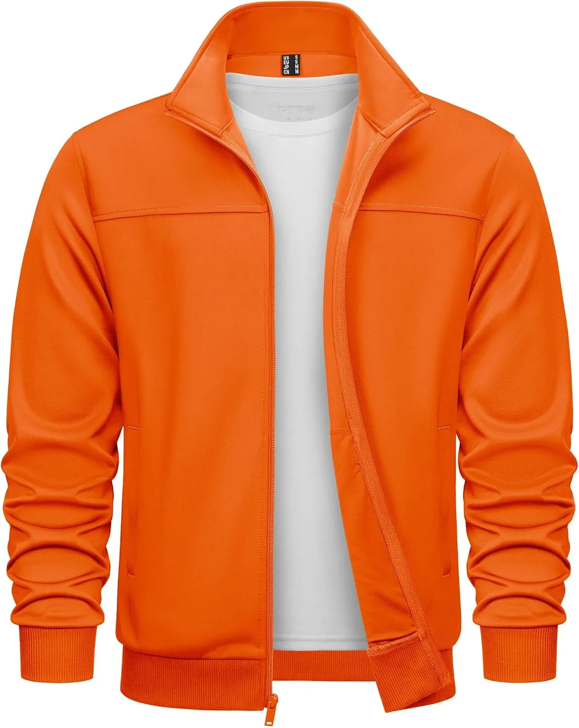 TACVASEN Men's Fleece Lined Track Athletic Jackets Lightweight Full Zip Collar Casual Coats for Running with Pockets