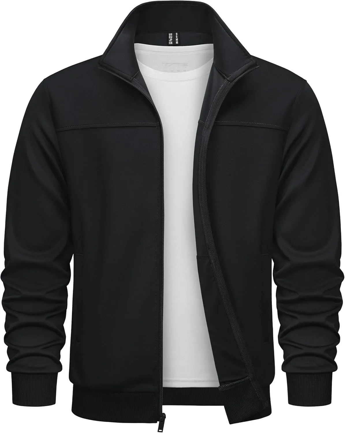 TACVASEN Men's Fleece Lined Track Athletic Jackets Lightweight Full Zip Collar Casual Coats for Running with Pockets