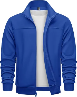 TACVASEN Men's Fleece Lined Track Athletic Jackets Lightweight Full Zip Collar Casual Coats for Running with Pockets