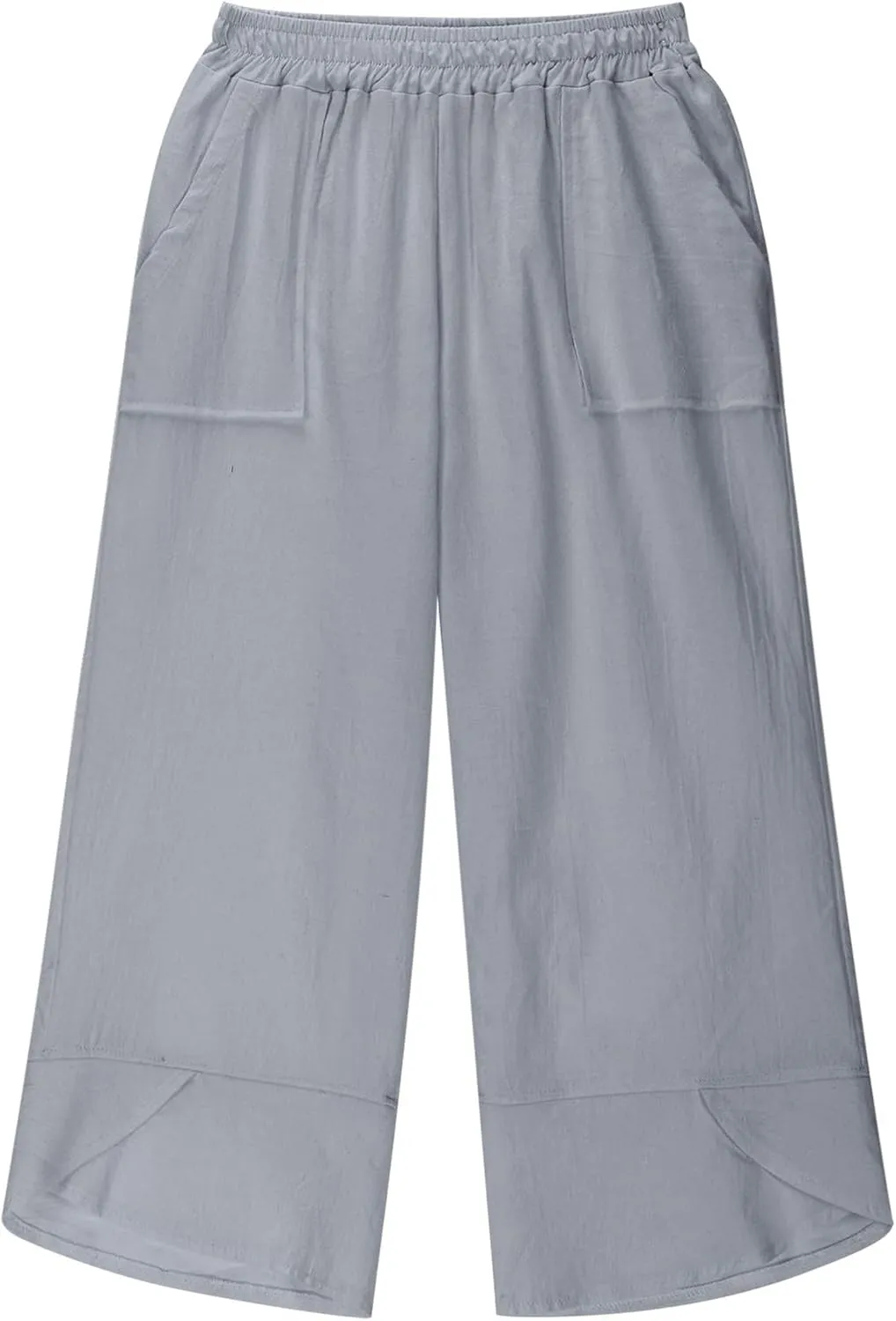 Teen Girls Palazzo Pants Summer Casual Cotton Linen Trousers Kids Lightweight Elastic Waist Solid Color Wide Leg Pant