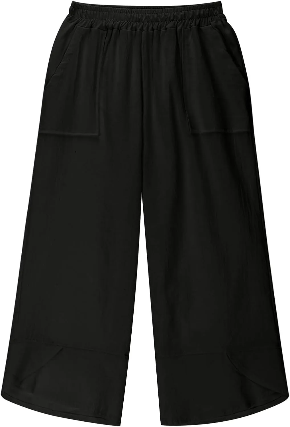 Teen Girls Palazzo Pants Summer Casual Cotton Linen Trousers Kids Lightweight Elastic Waist Solid Color Wide Leg Pant
