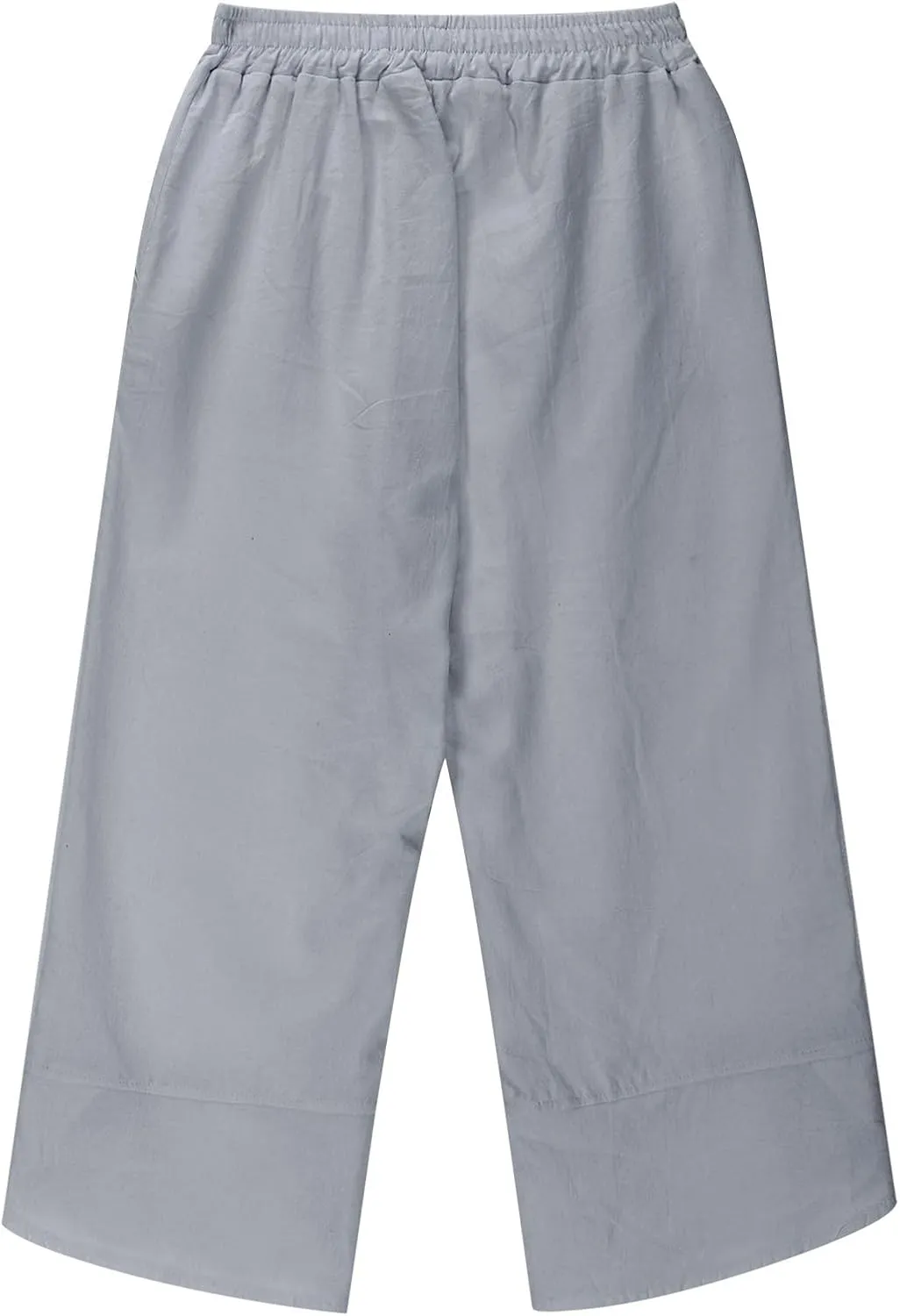 Teen Girls Palazzo Pants Summer Casual Cotton Linen Trousers Kids Lightweight Elastic Waist Solid Color Wide Leg Pant