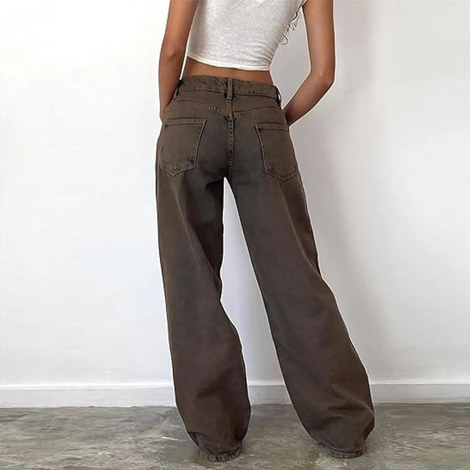 Trending Jeans for Women 2025 Patch Pocket Womens Jeans Wide Leg Stretchy Lightweight Summer Flowy Pants