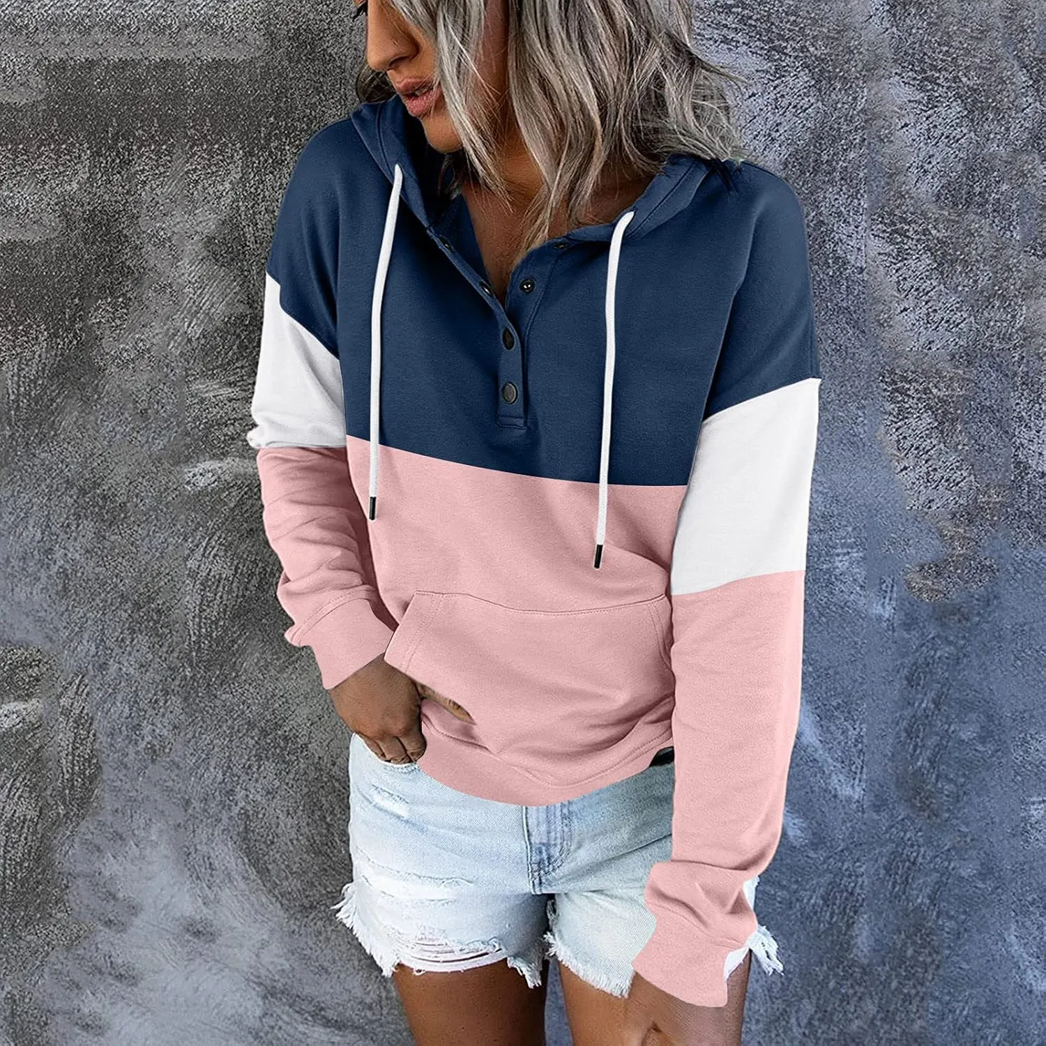 TUQIDEWU Hoodies for Women Trendy, Hoodie for Women Tie Dye Sweatshirt Button Down Tops Casual Long Sleeve Oversize Pullover