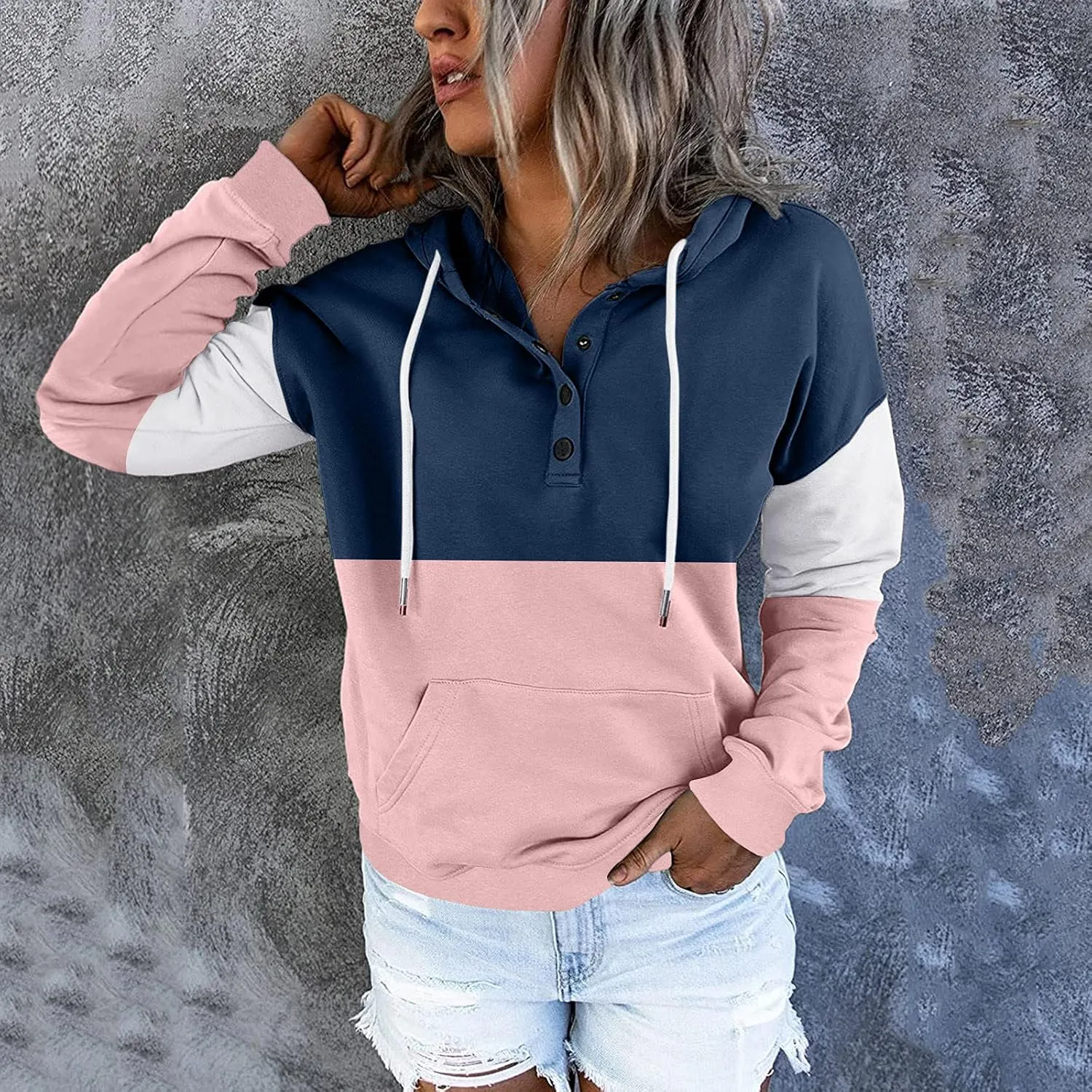 TUQIDEWU Hoodies for Women Trendy, Hoodie for Women Tie Dye Sweatshirt Button Down Tops Casual Long Sleeve Oversize Pullover