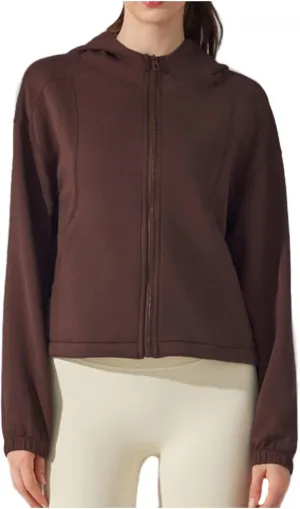 TUQIDEWU Womens Fleece Zip Up Cropped Sweatshirts, Workout Jackets Athletic Casual Long Sleeve Sweatshirts with Pockets
