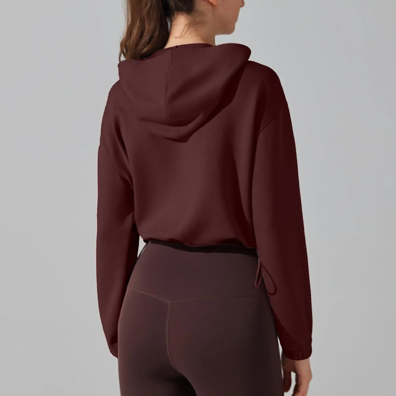 TUQIDEWU Womens Fleece Zip Up Cropped Sweatshirts, Workout Jackets Athletic Casual Long Sleeve Sweatshirts with Pockets