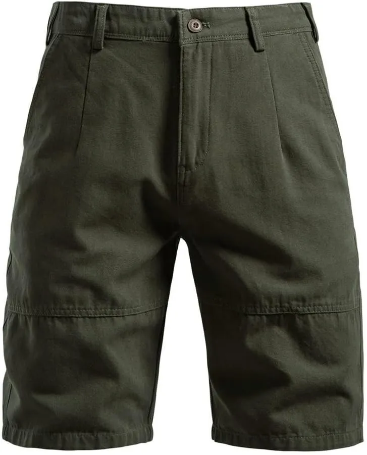 USTZFTBCL Summer Men's Cotton Casual Straight Leg Mid-Length Solid Color Versatile Cargo Shorts