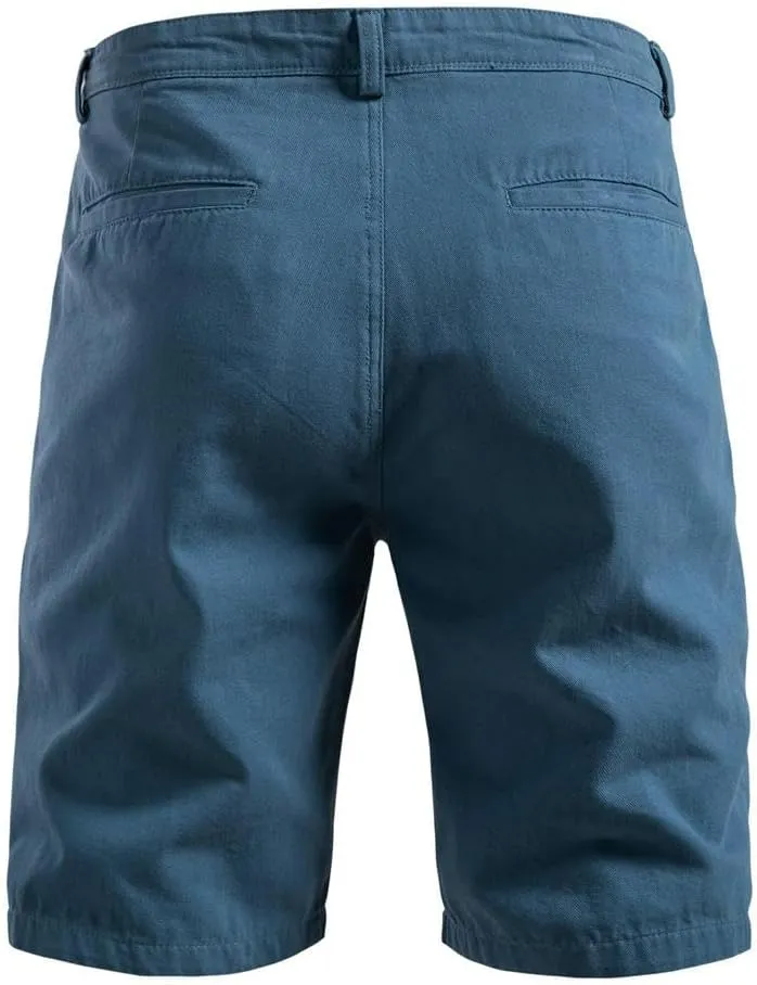 USTZFTBCL Summer Men's Cotton Casual Straight Leg Mid-Length Solid Color Versatile Cargo Shorts