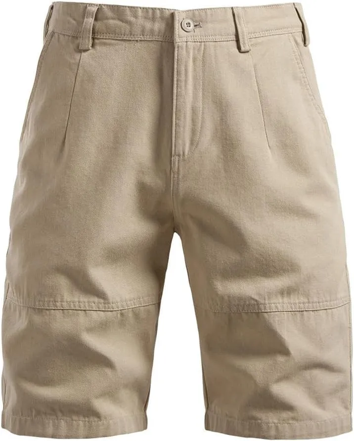 USTZFTBCL Summer Men's Cotton Casual Straight Leg Mid-Length Solid Color Versatile Cargo Shorts